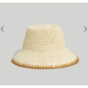 Madewell Crochet Hat in Cream and Tan